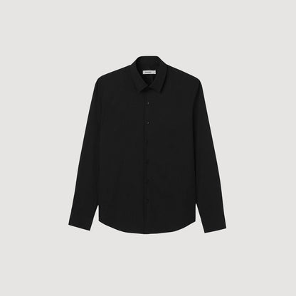 Fitted Stretch Cotton Shirt Black