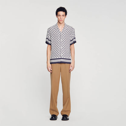 Square Cross Short-Sleeved Shirt Ecru / Navy