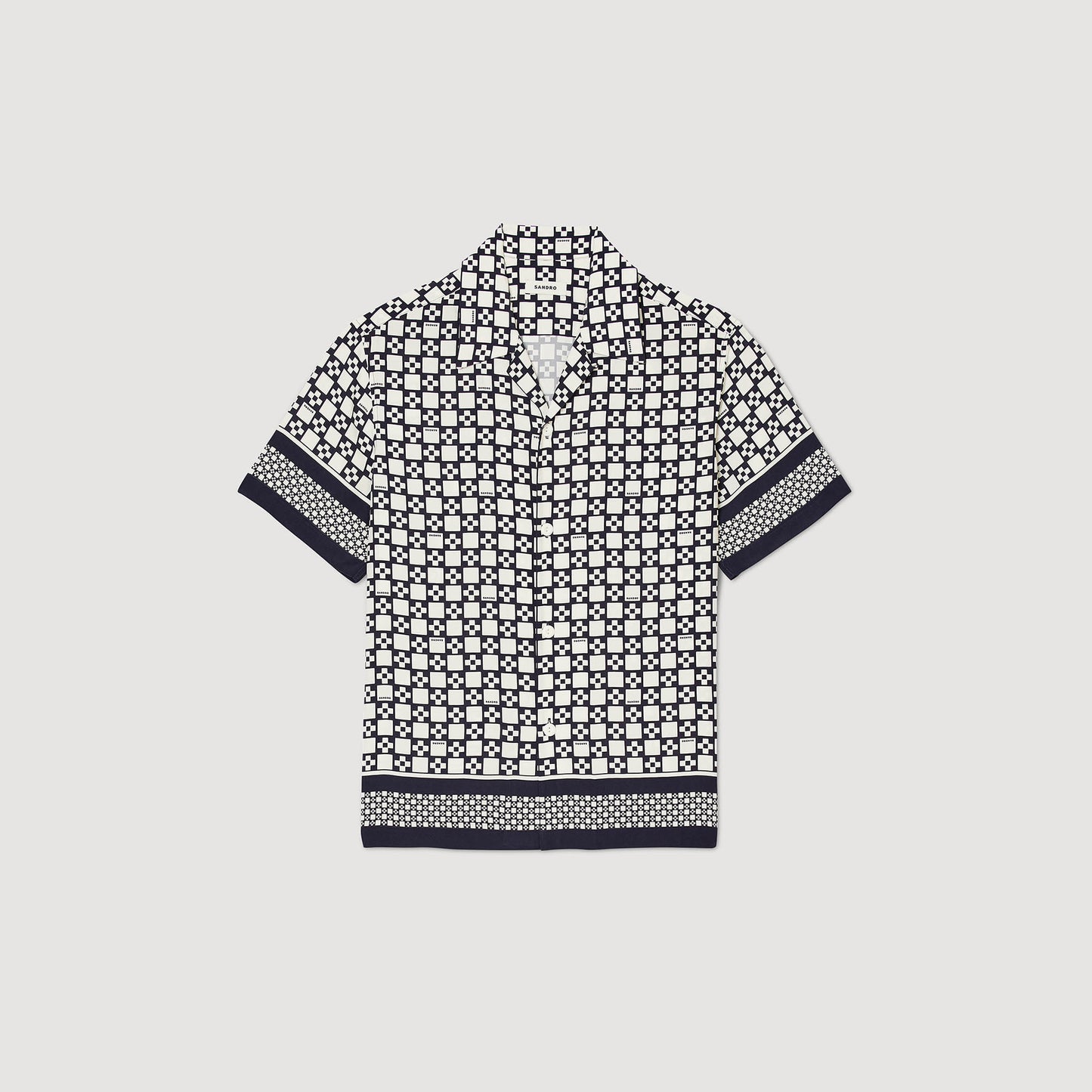 Square Cross Short-Sleeved Shirt Ecru / Navy