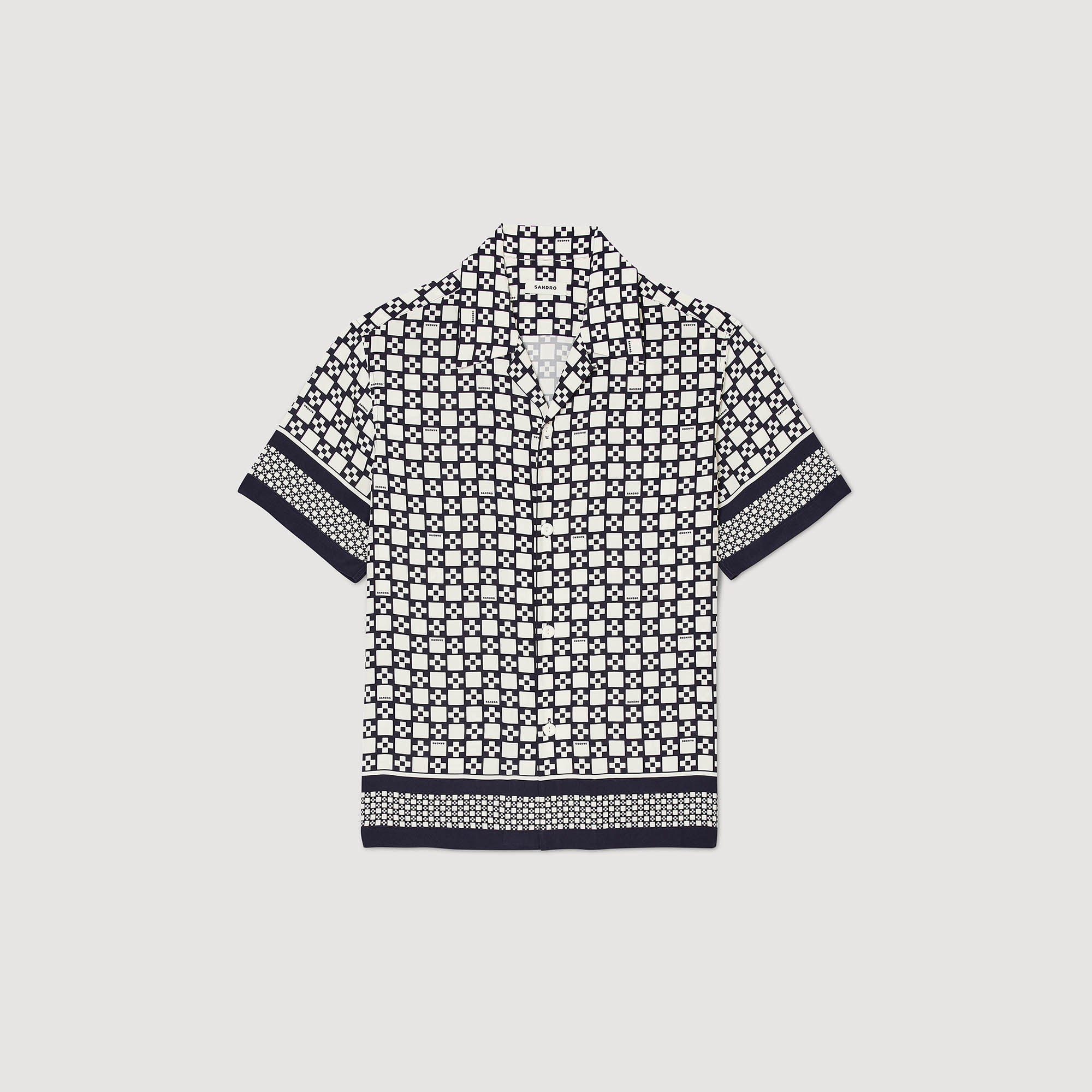 Square Cross Short-Sleeved Shirt Ecru / Navy
