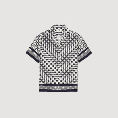Square Cross Short-Sleeved Shirt Ecru / Navy