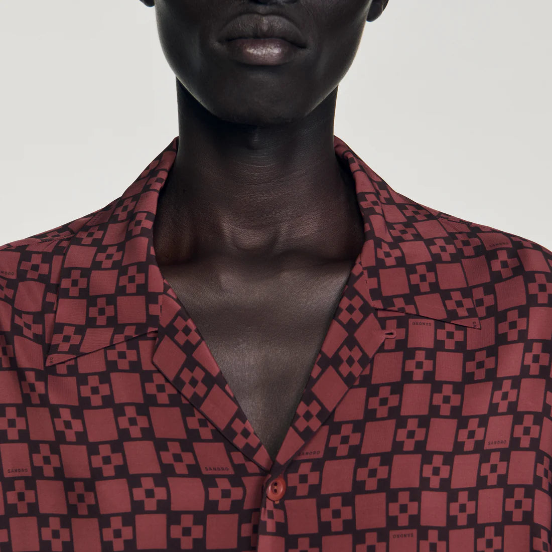 Square Cross Ml Printed Loose-Fit Shirt Cognac