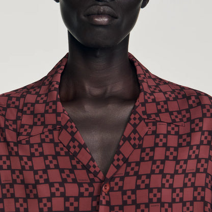 Square Cross Ml Printed Loose-Fit Shirt Cognac