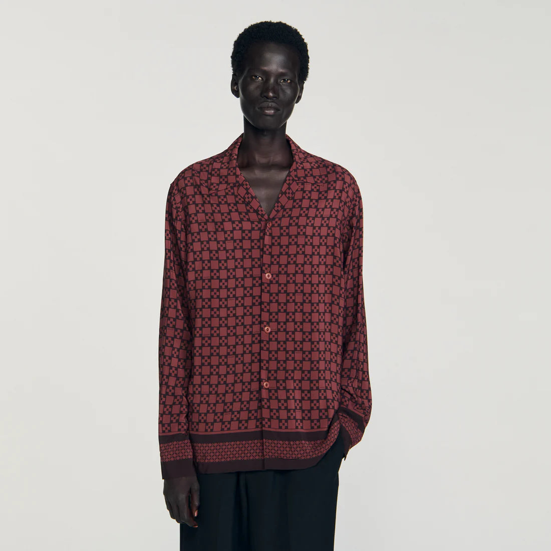 Square Cross Ml Printed Loose-Fit Shirt Cognac