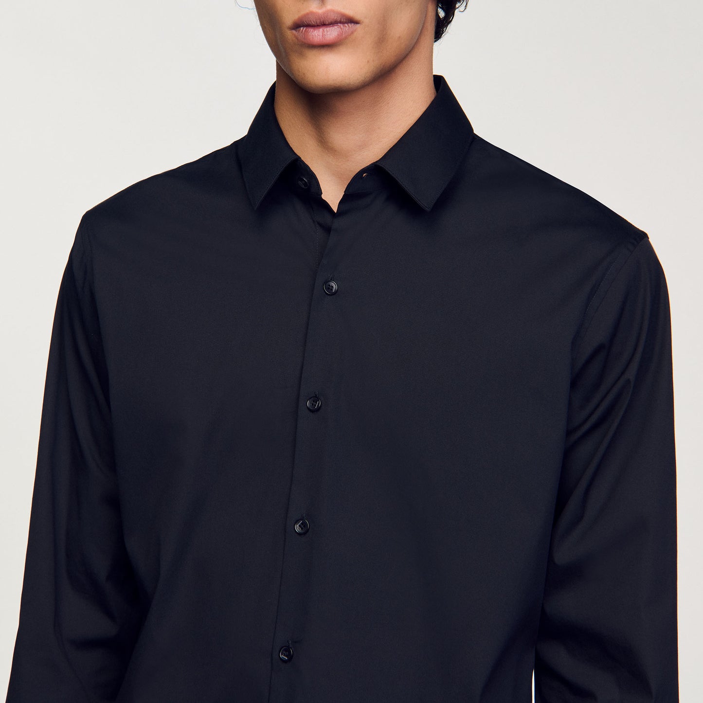 New Seamless Stretch Plain Shirt Black