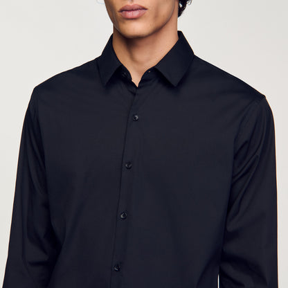 New Seamless Stretch Plain Shirt Black