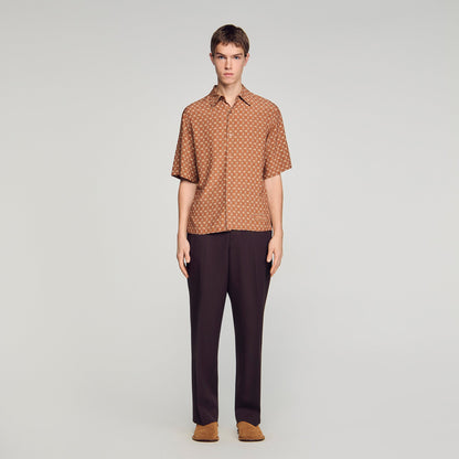 Catena Shirt Mc Link Print Loose-Fit Shirt CAMEL