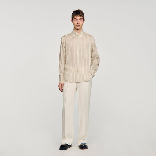 Sorrento Shirt Striped Loose-Fit Shirt Ecru / Gris