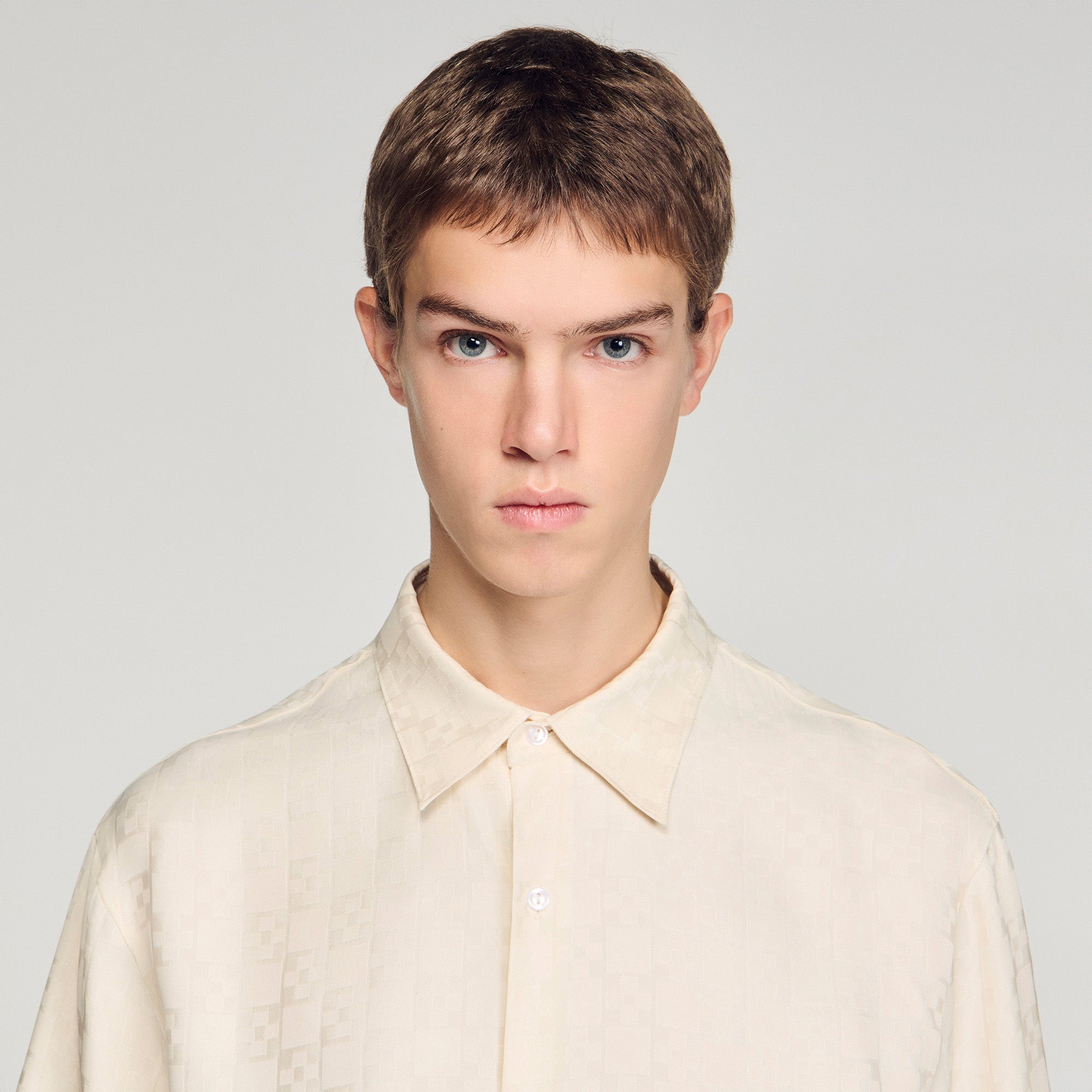 Jacquard Cross Shirt Mc Square Cross Loose-Fit Shirt White