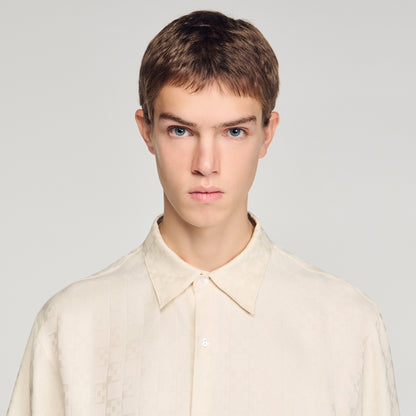 Jacquard Cross Shirt Mc Square Cross Loose-Fit Shirt White