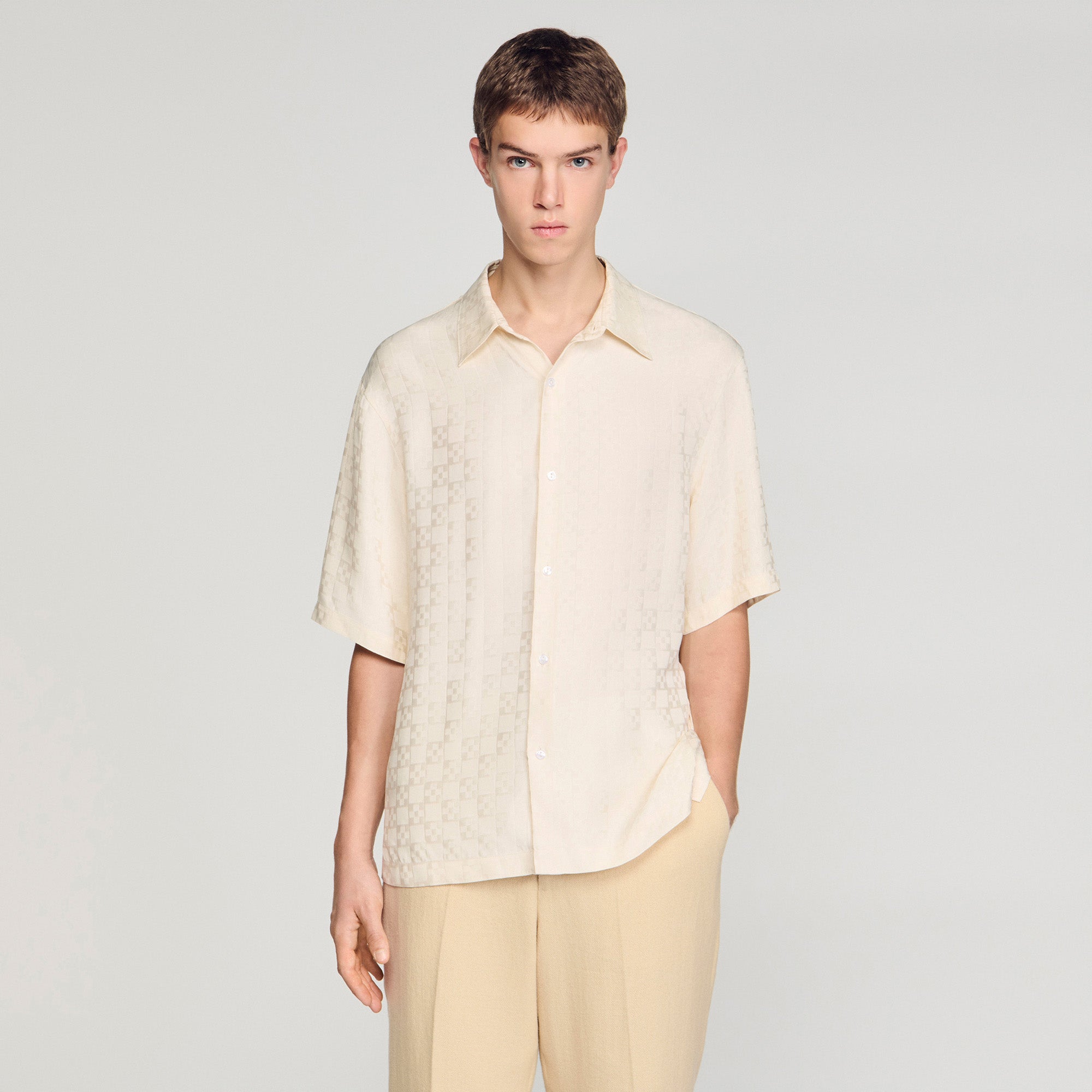 Jacquard Cross Shirt Mc Square Cross Loose-Fit Shirt White