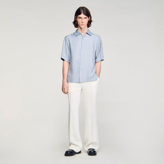 Jacquard Cross Shirt Mc Square Cross Loose-Fit Shirt Chambray
