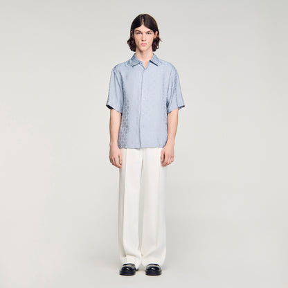 Jacquard Cross Shirt Mc Square Cross Loose-Fit Shirt Chambray