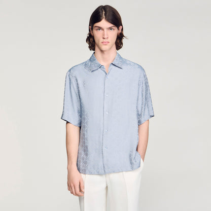 Jacquard Cross Shirt Mc Square Cross Loose-Fit Shirt Chambray