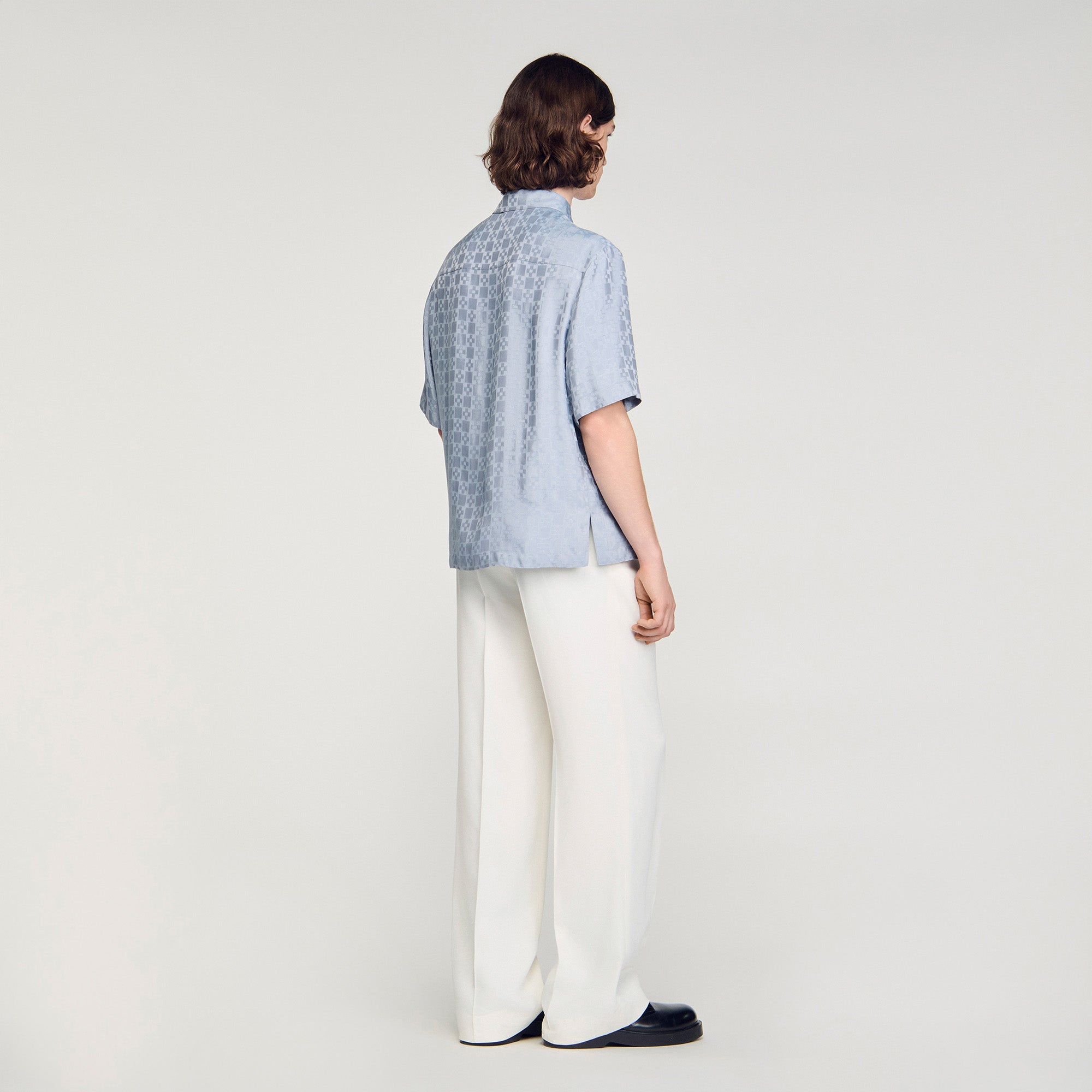 Jacquard Cross Shirt Mc Square Cross Loose-Fit Shirt Chambray