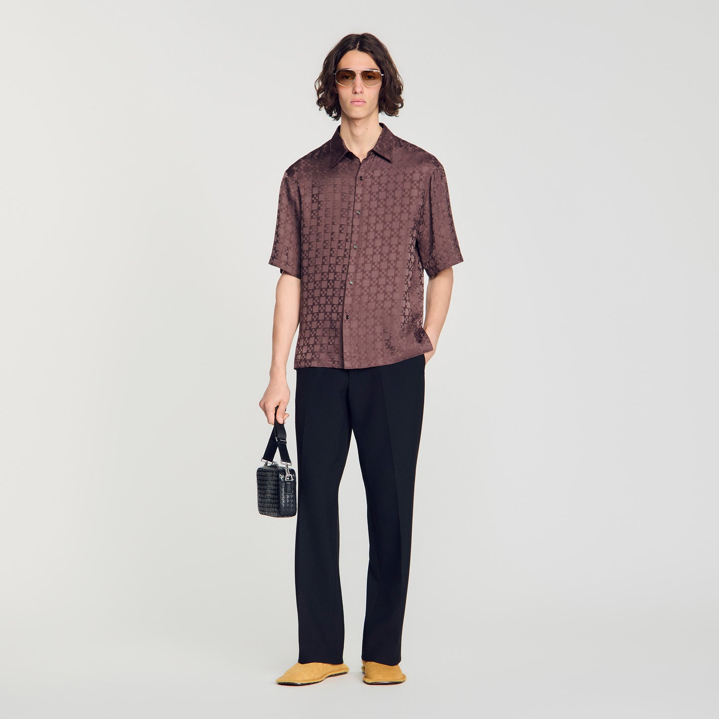 Jacquard Cross Shirt Mc Square Cross loose-fit shirt Chocolate