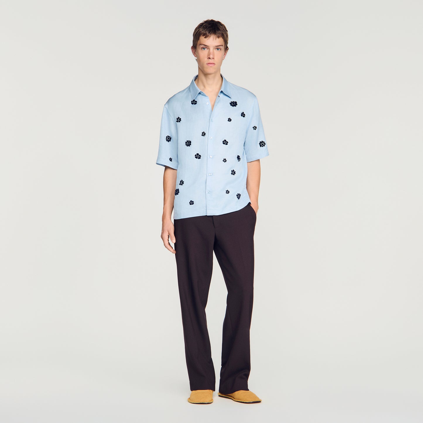 Velvet Flowers Mc Loose-Fit Floral Shirt Sky Blue