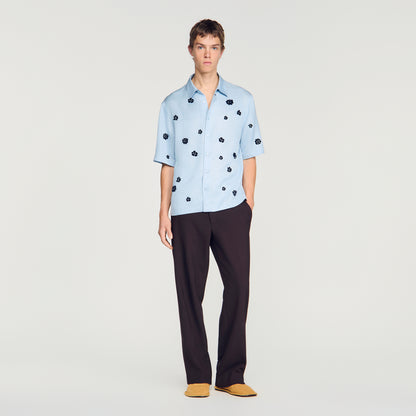 Velvet Flowers Mc Loose-Fit Floral Shirt Sky Blue
