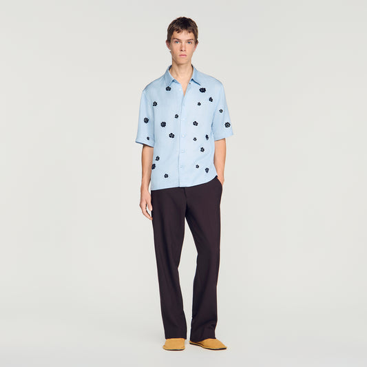 Velvet Flowers Mc Loose-Fit Floral Shirt Sky Blue
