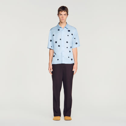 Velvet Flowers Mc Loose-Fit Floral Shirt Sky Blue