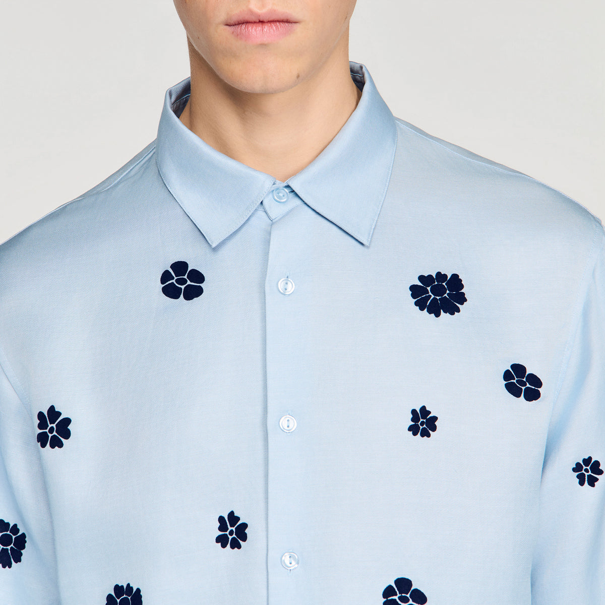 Velvet Flowers Mc Loose-Fit Floral Shirt Sky Blue