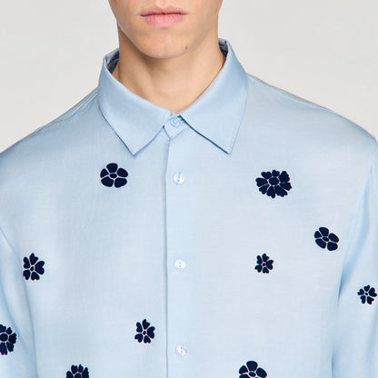 Velvet Flowers Mc Loose-Fit Floral Shirt Sky Blue