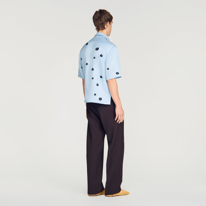 Velvet Flowers Mc Loose-Fit Floral Shirt Sky Blue