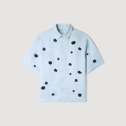 Velvet Flowers Mc Loose-Fit Floral Shirt Sky Blue