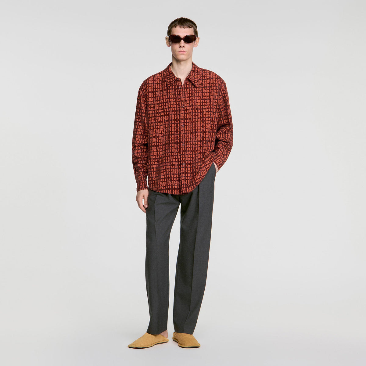 Thread Shirt Shirt with velvet flocking Burnt Orange