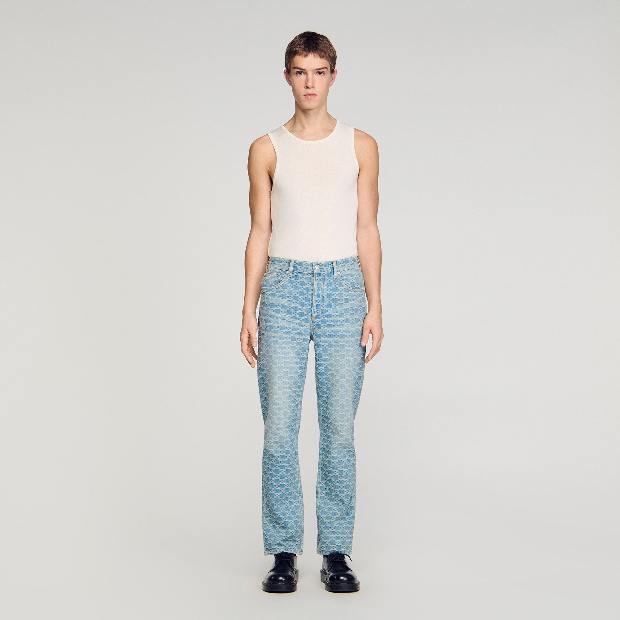 Regular Sanded Cross Regular-Fit Square Cross Jeans SKY BLUE