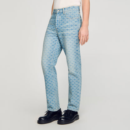 Regular Sanded Cross Regular-Fit Square Cross Jeans SKY BLUE