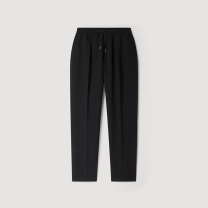 Jersey Pli Elasticated Straight Trousers Black