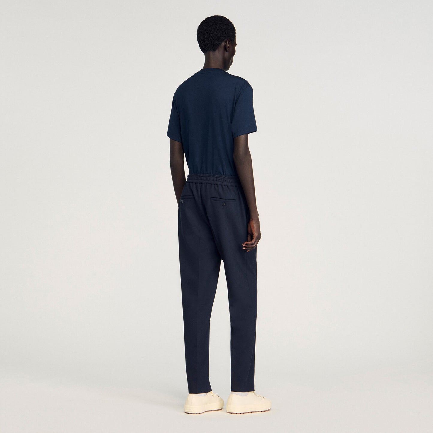 Jersey Pli Elasticated Straight Trousers Black