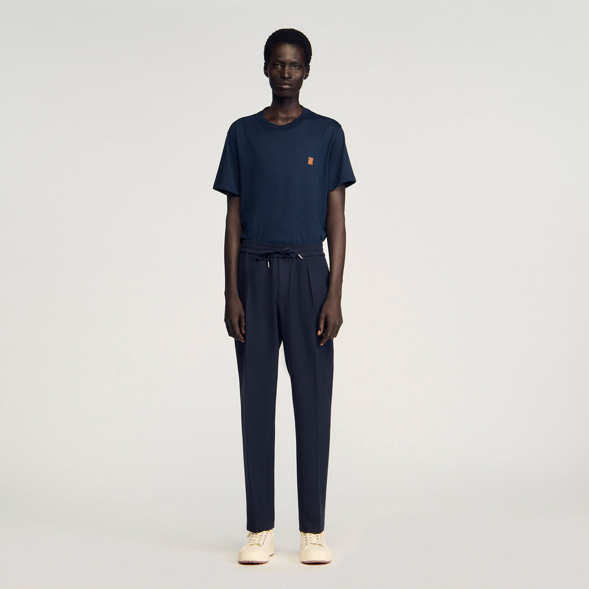 Jersey Pli Elasticated Straight Trousers Black