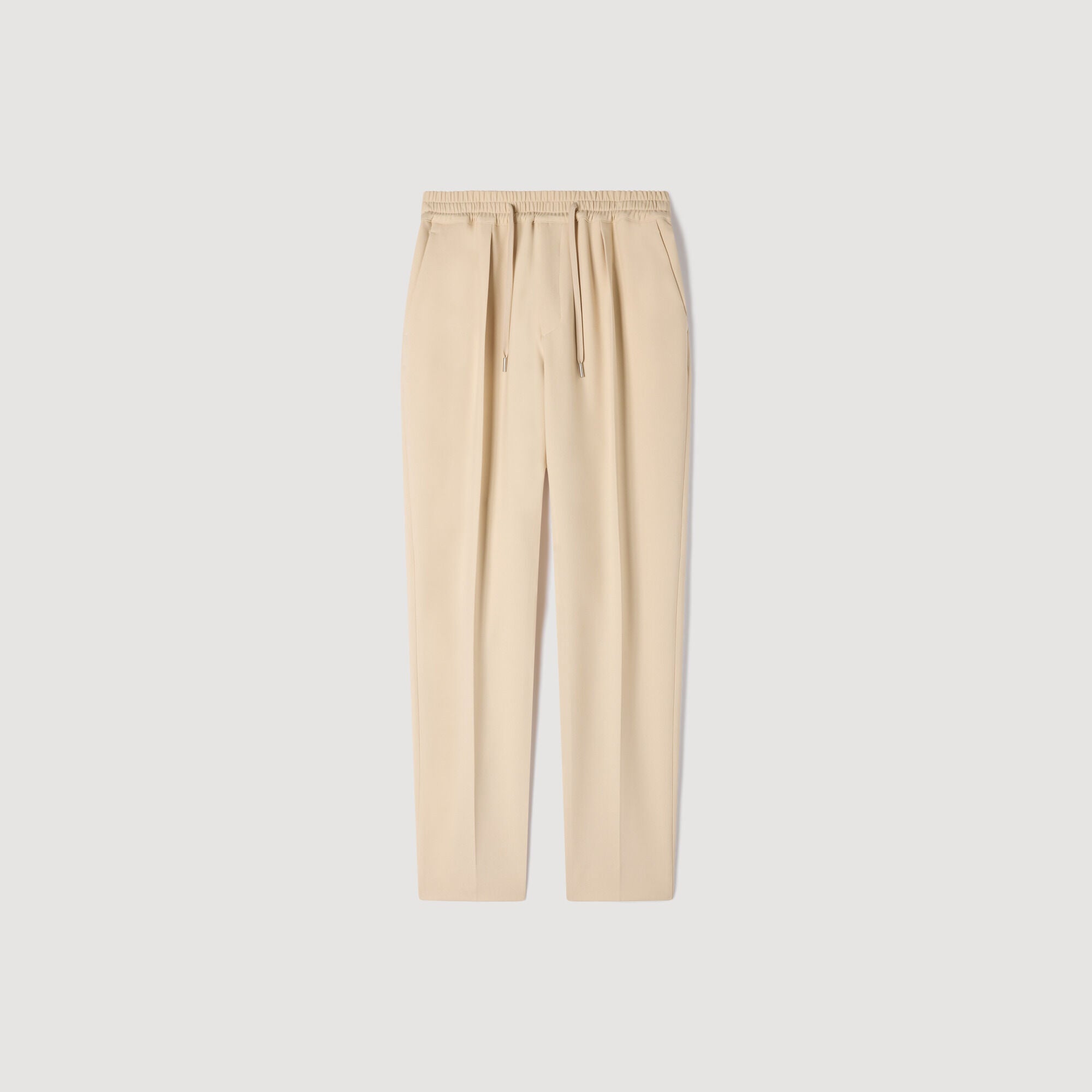 Jersey Pli Elasticated Straight-Leg Trousers Oats
