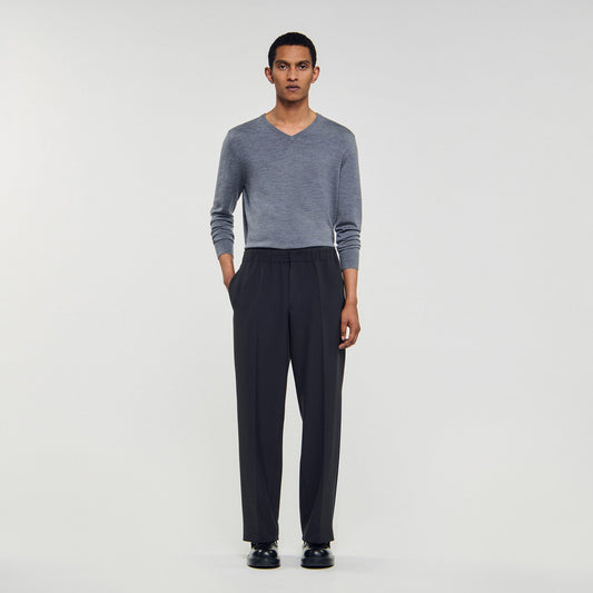 Large Jersey Wide-Leg Trousers Dark Grey