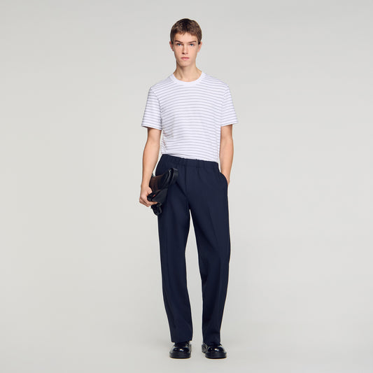 Large Jersey Wide-Leg Trousers Navy Blue