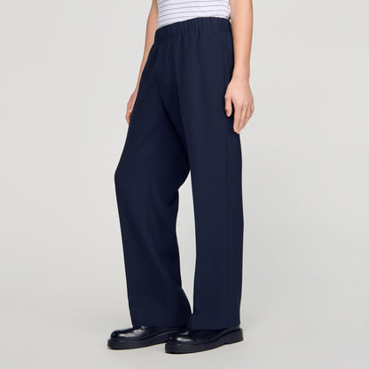 Large Jersey Wide-Leg Trousers Navy Blue