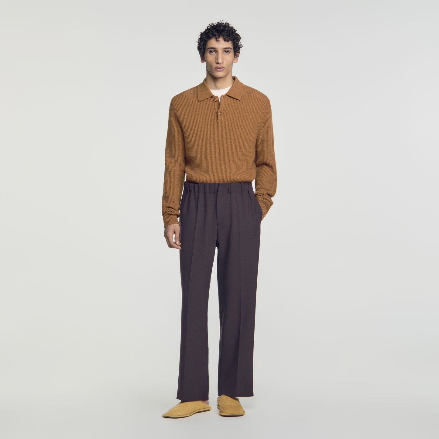 Large Jersey Wide-Leg Trousers Dark Chocolate