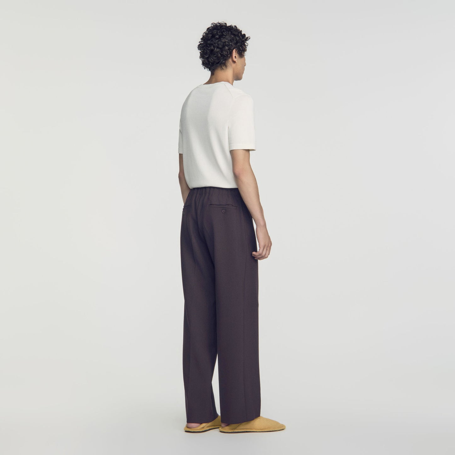 Large Jersey Wide-Leg Trousers Dark Chocolate