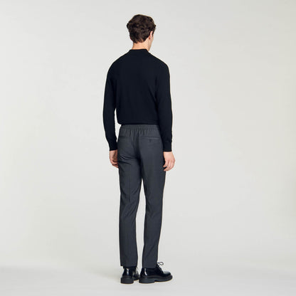 Elasticated Straight-Leg Pants Mocked Grey