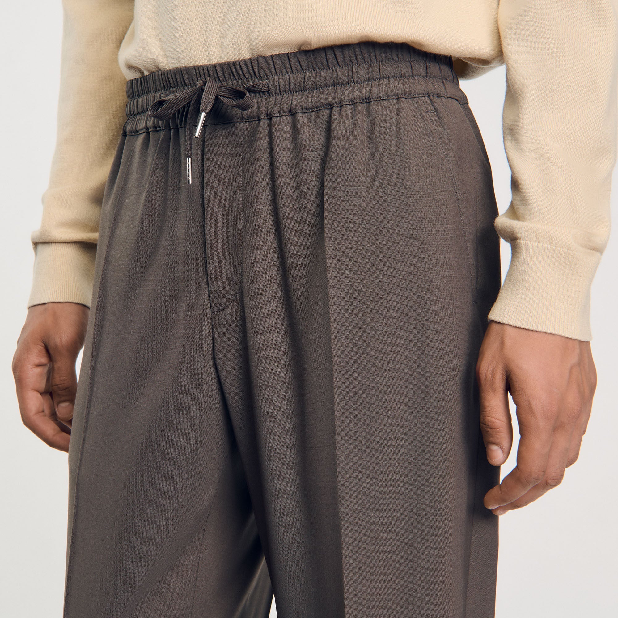 Elasticated Waist Trousers Taupe