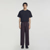 Alpha Cotton Large Wide-Leg Elastic Waist Trousers Chocolate