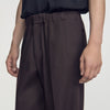 Alpha Cotton Large Wide-Leg Elastic Waist Trousers Chocolate