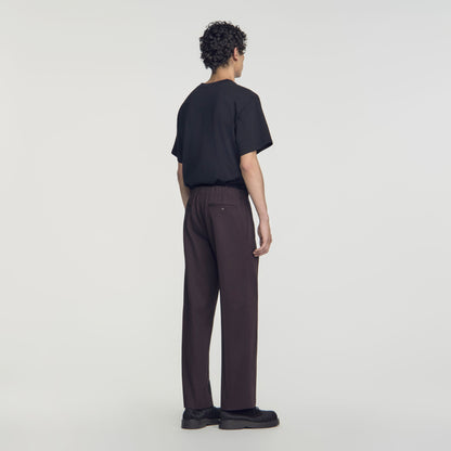Alpha Cotton Large Wide-Leg Elastic Waist Trousers Chocolate