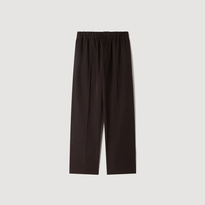 Alpha Cotton Large Wide-Leg Elastic Waist Trousers Chocolate
