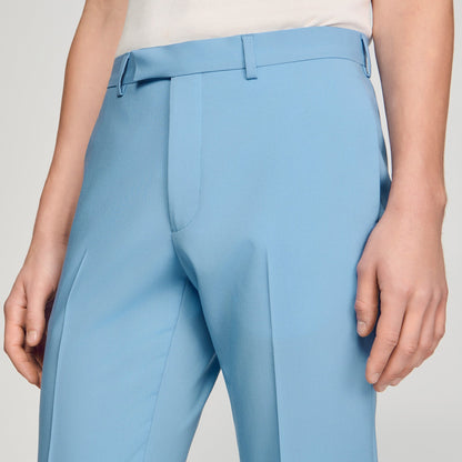 Formal Bleu Ciel Wool Suit Trousers Sky Blue