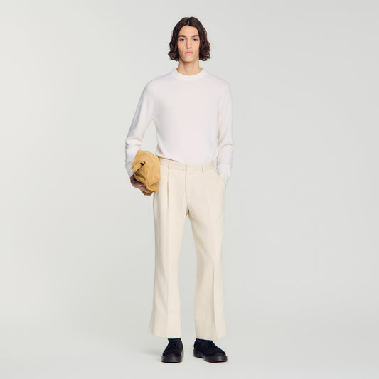 Pierre Pants Linen Wide-Leg Cotton Linen Trousers Ecru