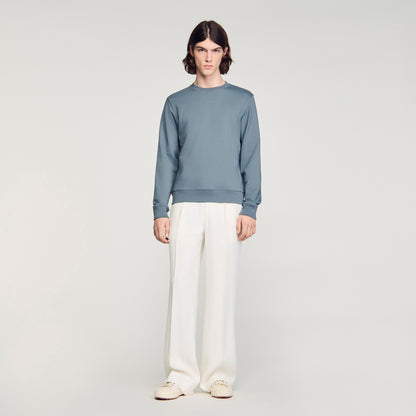Sandro Logo Crewneck Logo Sweatshirt Grey / Blu