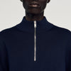 Zip Sweater Wool Jumper With Zip Collar Midnight Blue